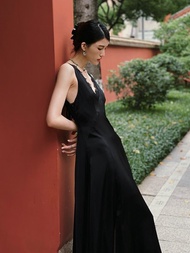 【吊帶】新中式復古中國風 真絲蕾絲禮服/連衣裙