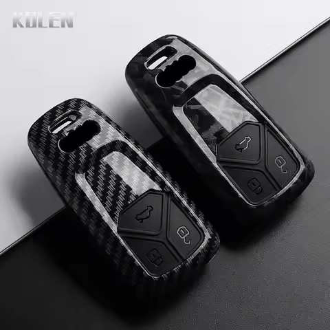ABS Carbon Fiber Style Car Key Case Cover For Audi A4 A4L A5 Q5 Q7 TT TTS 8S B9 A6 8W 4M S4 S5 S7 TF
