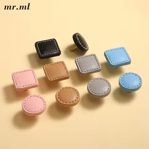 1pc drawer handle cabinet door handle leather wrapped brass door handle direction circular pink Cute