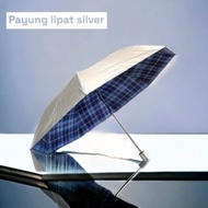 Silver 2-Fold Umbrella with Checkered Pattern