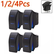 1/2/4Pcs Stationary Waterproof Switch 7 Pins DPDT Switch Blue Rocker ON-OFF-ON 3 Positions For DPDT 