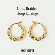 Sonora Opus Braided Hoop Earrings, Interlude Collection, 18K Gold Plated 925 Sterling Silver