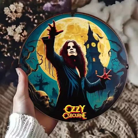 Ozzy Osbourne Rock Music Round Aluminum Wall Art – Durable Metal Poster Sign | Iconic Rock Decor for