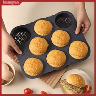 huangyan|  Food-grade Silicone Baking Mold Homemade Burger Patty Mold Non-stick 8-compartment Silicone Hamburger Bun Pan Perfect for Home Kitchen Bakery Durable Mold for Bread