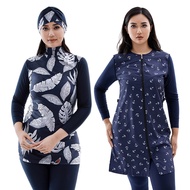 dark blue swimming suit muslimah swimming suit women plus size long seelve baju renang muslimah plus size baju mandi muslimah S-4XL