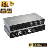 8K 60Hz HDMI KVM Switch 2x1 4K 120Hz HDMI USB KVM Switcher Selector 2 in 1 out HDR HDCP2.3 for 2 PC Share Mouse Keyboard Monitor