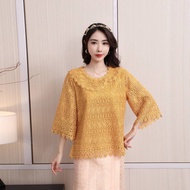 FONเสื้อลูกไม้ คอปกซ้อน แขนสี่ส่วน มีรอบอก40-46นิ้ว #W013-2