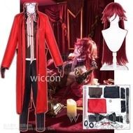 Anime Grell Sutcliffe Cosplay Outfit - Red Butler Suit with Wig and Glasses for Halloween and Partie