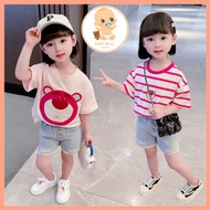 BABYMALL - MYI LOTSO SHIRT | 1-8 Years Girls Lotso T-shirt Bear Stripe Embroidery Casual Round Neck 