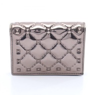 【二手】Valentino Valentino Garavani雙折錢包，金屬銀色，漆皮，小巧錢包，女士，二手