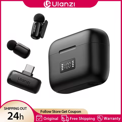 Ulanzi A200 Mini Wireless Lavalier Microphone Lapel Mic 100M Control for Video Recording LiveStreami