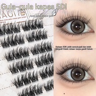 Eyelash Bulu Mata Palsu 5D Wispy Lash Glue Free Soft Fluffy Natural Cluster Lash Daily