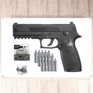 SIG Sauer P320 Air Pistol dengan CO2 12 Gram (15 pek) dan 500 Lead pelet Wall tin sign 8*12 inci