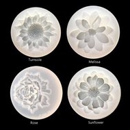 4Pcs Flower Epoxy Resin Mold Kits Camellia Sunflower Rose Pendant Mold Jewelry Making Tools