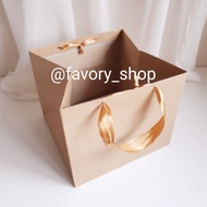Brown Kraft Paper Bag Shopping Bag/ Square Paper Bag 21x21x19 (10pcs)
