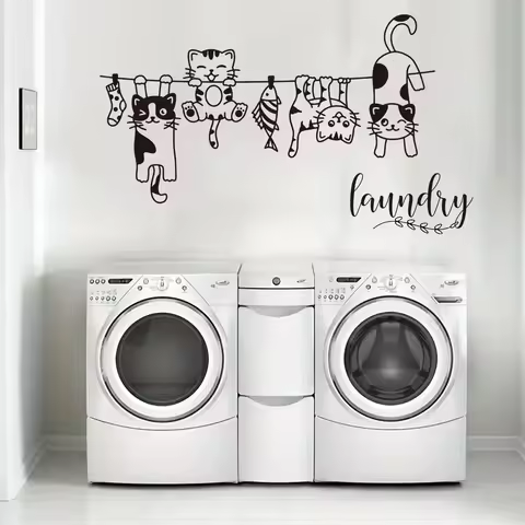 1Pc Cartoon Cat Wall Sticker for Baby Room Home Decor Accessories Living Room Wall Art Kids Room Dec