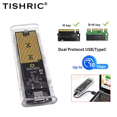 TISHRIC SSD Enclosure Nvme Case External hard drive Compatible With 2230/2242/2260/2280 M.2 SSD Soli