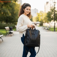 AXIOM Korean Style Backpack, Black Soft Leather Leather Backpack, Trendy Adjustable Straps Quilted D