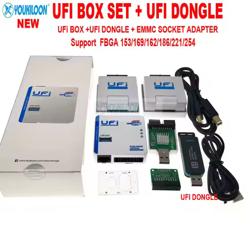 2025 NEW UFI Box full set /Ufi Box + UFI DONGLE+ EMMC SOCKET Support FBGA 153/169/162/186/221/254 fu