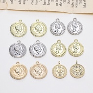 Retro Beauty Avatar Gold Coin European Style All-Match Pendant diy Handmade Jewelry Earrings Necklace Accessories Material