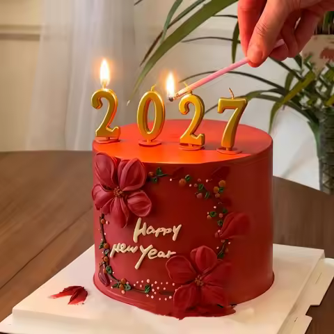 2027 Number Birthday Candles Big 3D Design Cake Candle Topper Decoration For Happy New Year Birthday