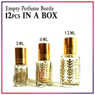 12pcs - Empty Perfumes Bottle Bunga 3ml/6ml/12ml (Roller/Sticks)