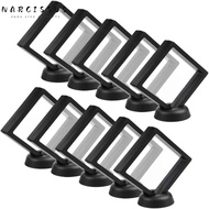 NARCISSUS 10 pcs Transparent Film Display Box, with Base Black Storage Display Box, Fashion Square Jewelry Display Box Home