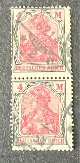 德國 1921 Germania郵票 4m信銷雙聯上品 Germany Stamp Reich Germania 4 Mark 1921 block of 2 USED