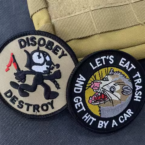 Tomcat Felix Cat Disobey Destroy Embroidery Morale Tactical Patch Lets Eat Trash and Get Hit By A Ca
