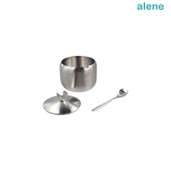 ALENE Storage Jar, Large Capacity Gold Silver Sugar Bowl, Useful with Spoon Lid Durable Stainless St