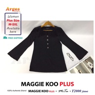 ARGOS Women Henry Collar Shirts Long Flare Sleeve Top Blouses MAGGIE KOO PLUS [ 25216 ]