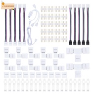 CAUSIXBDO LED Strip Connector Kit, 4 Pin  LED Strip Connector, Quick 10mm Width T/L Shape Strip Conn