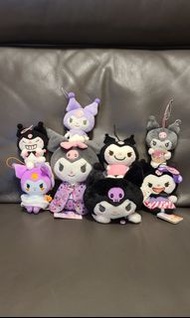 日本景品 Sanrio Kuromi 萬聖節 halloween 南瓜 波板糖 糖果 棒棒糖 和服 趴趴 瞓覺 睡覺 被被 melody 麵 公仔 吊飾