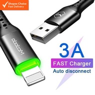 Mcdodo 3A Fast Charging Cable – 1.2M USB with LED Indicator & Auto Power-Off (CA7410)