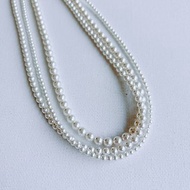 施華洛世奇珠光白水晶珍珠 14k項鍊 伸縮手環 手鍊