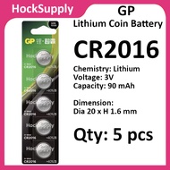 [5pcs][Authentic] GP CR2016 Lithium 3V Button Battery 2016 [FAST SHIP OUT]