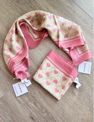 ผ้าพันคอ Signature Heart Print Silk Bandana 100% silk ผ้าไหม 100% CP348