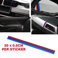 3 X M-colored Stripe Car Sticker Kidney Grille Decal Fits For Bmw M3 M5 E46 Auto Accessories Pvc Interior Decoration Car-styling