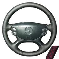 Full Black Leather Car Steering Wheel Cover for Mercedes Benz E350 W211 C209 C219 W463 R230 SL500 CL