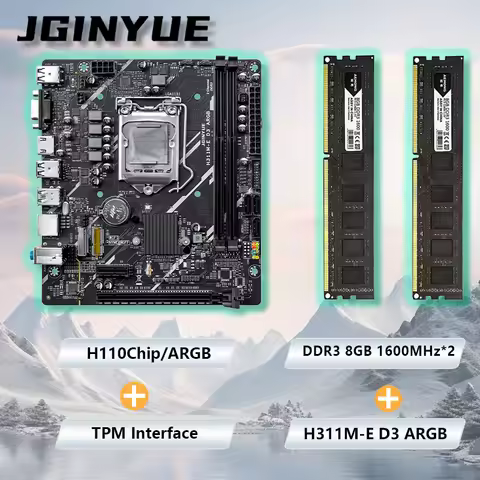 JGINYUE H311M-E D3 ARGB Motherboard with 8GBx2 DDR3 1600MHz RAM Desktop PC Bundle Kit Low-budget off
