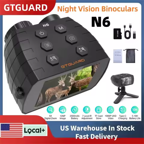 GTGUARD N6 Night Vision Binoculars 5X Digital Zoom Day/Night Use Telescope Long Battery Life IR LED 