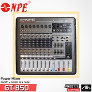 MY NPE GT-850 GT850 เพาเวอร์มิกซ์เซอร์ Power Mixer 8mono กำลังขับ 500W X2 Bluetooth สามารถต่อใช้งานกับตู้ลำโพงได้โดยตรงไม่ต้องมีพาวเวอร์