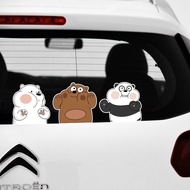 HYS  We Bare Bears Reflective Car Sticker Funny Hit on Glass Car Window Sticker Waterproof Cute Car Decals