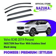 NAZUKA Volvo XC-40/EX40 (Year 2019-Present) Injection Door Visor With Black Stainless Steel Lining