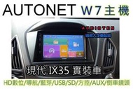 AUTONET W7 安卓主機螢幕/導航王/HD數位/藍芽/方控/USB/SD/倒車鏡頭-公司貨(現代IX35實裝車)