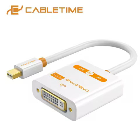CABLETIME Active Mini DP to DVI Adapter 4K HD Video Mini Displayport to DVI Converter for Laptop Mac