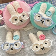 GANTUNGAN Plushie Rabbit Keychain Rabbit Head Doll Glasses