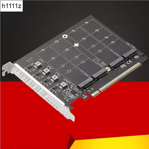 PCIE 4.0 NVME Adapter PCI Express x16 to 4 Port M.2 M-Key NVME SSD Expansion Card Riser Full Speed 2