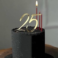 25 Birthday Cake Topper, Gold Acrylic 25th Cake Topper for Happy 25th Birthday Decoration 25 Anniver