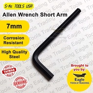S-Ks Tools USA Allen Key Wrench 7mm Short Arm Hex Key AWSM7